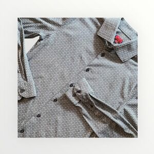 Zanetti‎ ZNT18 Men's Performance Button Down Long Sleeve Shirt Blue Medium 34/35